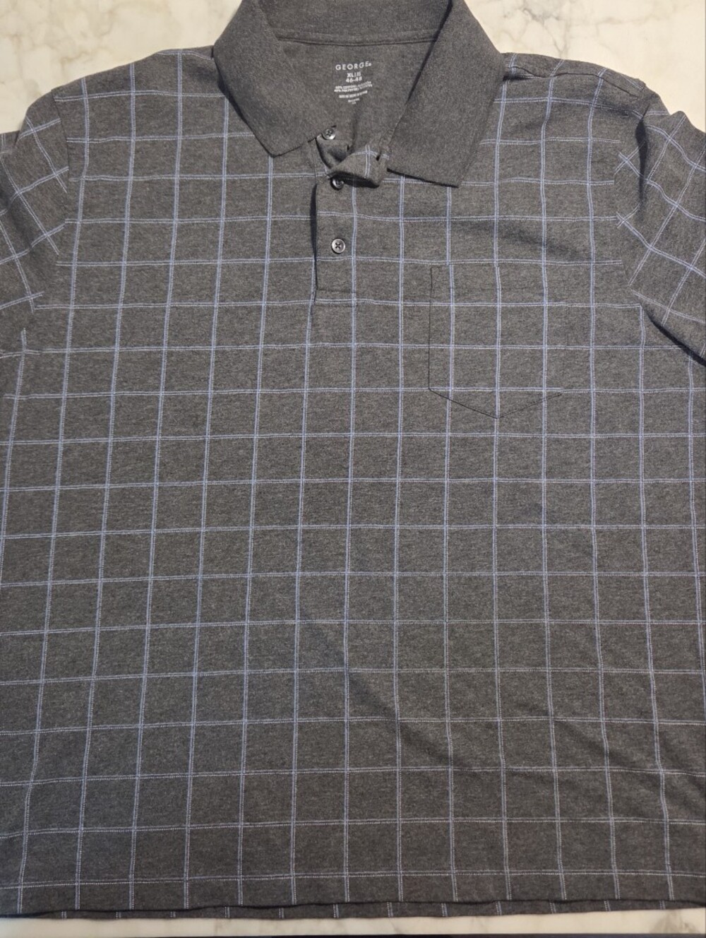 Gray Windowpane Polo Shirt - Classic Men's Short Sleeve